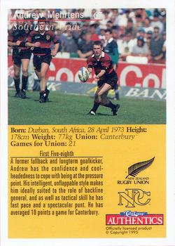 1995 Card Crazy Authentics Rugby Union NPC Superstars #67 Andrew Mehrtens Back